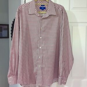 EUC Egara No Iron Men's Red/Blue Checkered Long Sleeve Button Down XL Shirt